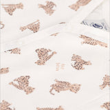 Petit Bateau Front Snap Printed Short Romper ~ Baby Leopards/White