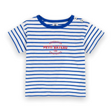 Petit Bateau Baby Striped Logo Tee & Denim Shorts Set ~ White/Blue