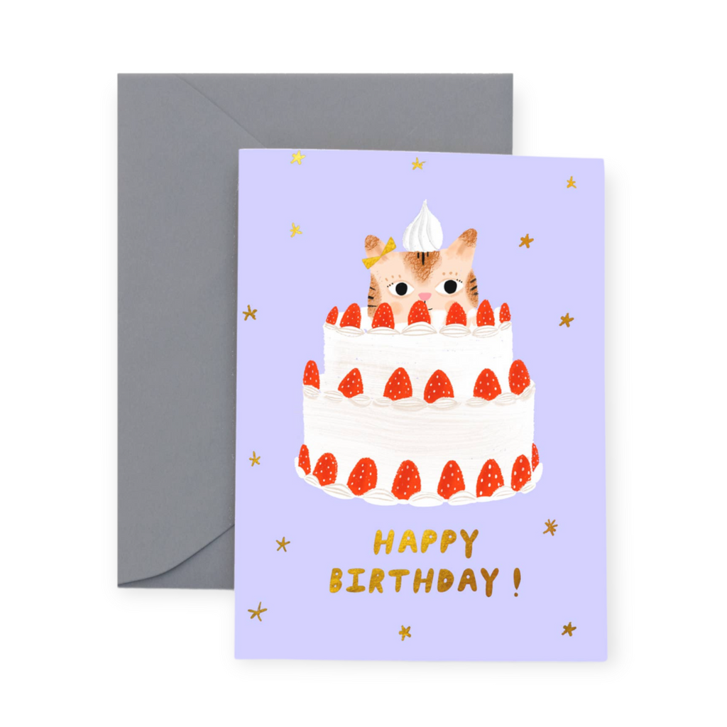 Carolyn Suzuki Kitty Cake Birthday Card