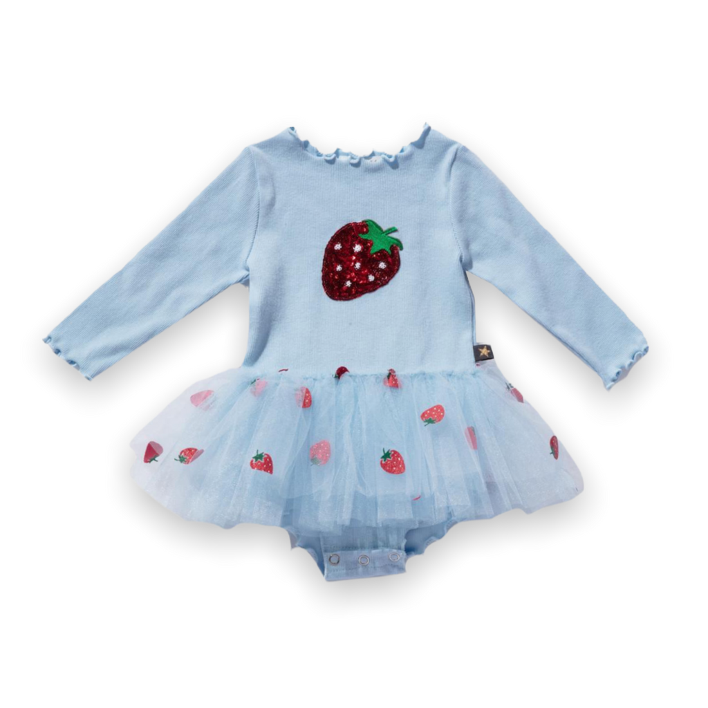 Petite Hailey Baby Strawberry Tutu Onesie ~ Blue