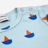 Bobo Choses Baby Printed Romper ~ Sailboats/Light Blue