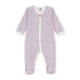 Petit Bateau Front Snap Printed Footie ~ Blue/Red Floral