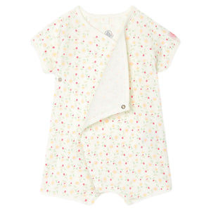Petit Bateau SS Print Side Snap Romper ~ Pink