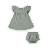 Quincy Mae Baby Flutter Dress & Bloomer ~ Sea Green