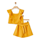 Yell-Oh! Girls Frilled Blouse & Belted Shorts Set 7-12 ~ Honey Yellow