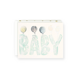 The First Snow Gold Foil Balloons Baby Card ~ Aqua