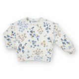 Mayoral Girls Printed Sweatshirt w/ Ruffle ~ Cream/Blue Floral